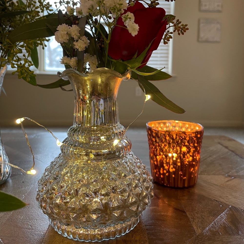 8 - New, medium, 5.75” Silver Mercury Glass Vases